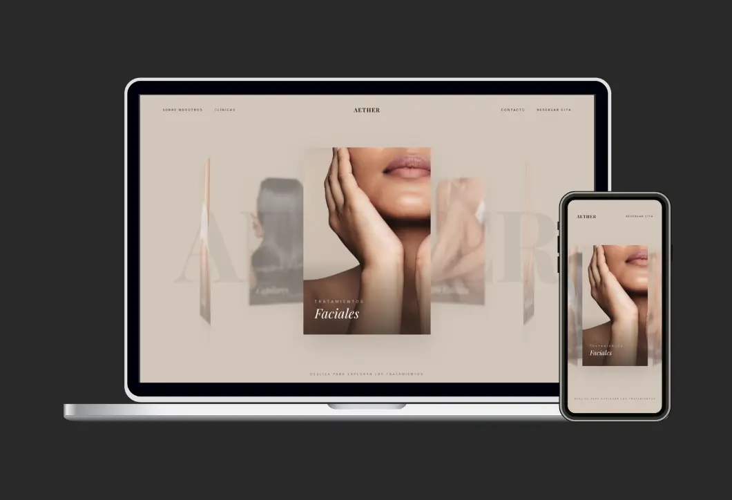 Diseño web responsive para centro de estética realizado con HTML y CSS por CC Designs