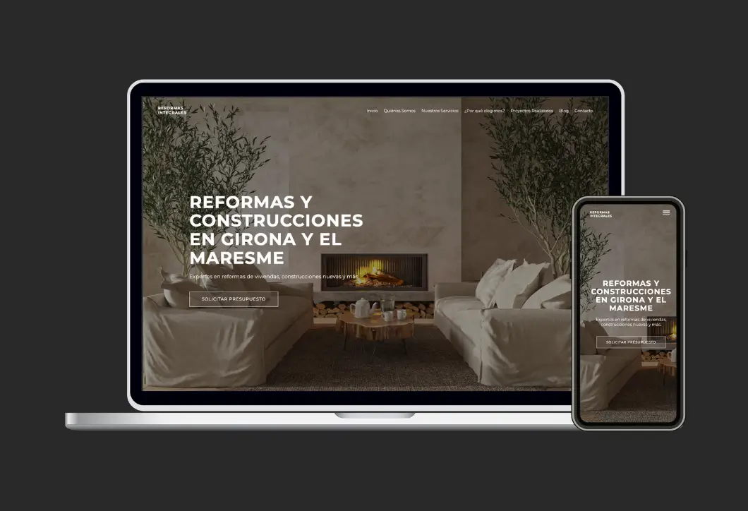 Diseño web responsive para empresa de reformas realizado con WordPress y Elementor Pro por CC Designs